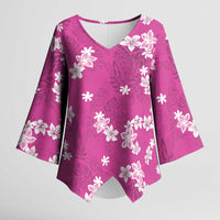 Hawaii Monstera Deliciosa Kimono Sleeve Blouse Pink Plumeria Polynesian Pattern LT05 Female Pink - Polynesian Pride