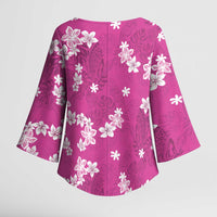 Hawaii Monstera Deliciosa Kimono Sleeve Blouse Pink Plumeria Polynesian Pattern LT05 - Polynesian Pride