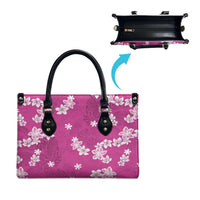Hawaii Monstera Deliciosa Leather Bag Pink Plumeria Polynesian Pattern - Polynesian Pride