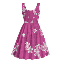 Hawaii Monstera Deliciosa Midi Dress Pink Plumeria Polynesian Pattern LT05 - Polynesian Pride