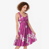 Hawaii Monstera Deliciosa Midi Dress Pink Plumeria Polynesian Pattern LT05 - Polynesian Pride