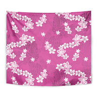 Hawaii Monstera Deliciosa Tapestry Pink Plumeria Polynesian Pattern - Polynesian Pride