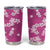 Hawaii Monstera Deliciosa Tumbler Cup Pink Plumeria Polynesian Pattern - Polynesian Pride
