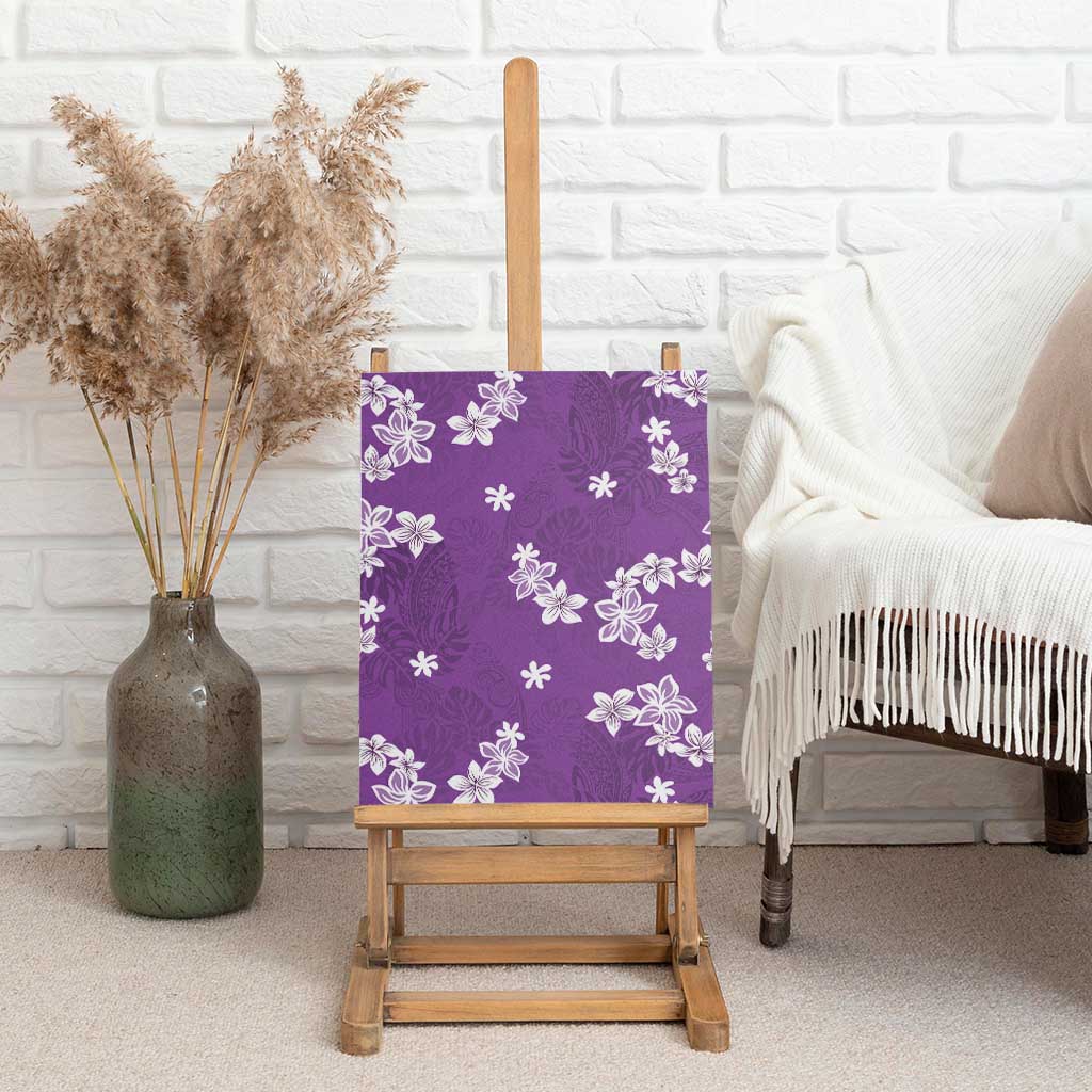 Hawaii Monstera Deliciosa Canvas Wall Art Purple Plumeria Polynesian Pattern - Polynesian Pride