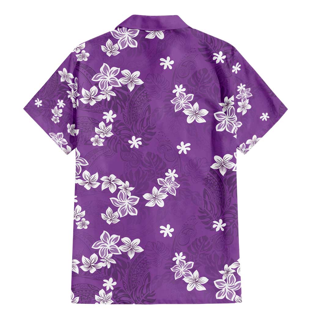 Hawaii Monstera Deliciosa Family Matching Mermaid Dress and Hawaiian Shirt Purple Plumeria Polynesian Pattern LT05 - Polynesian Pride