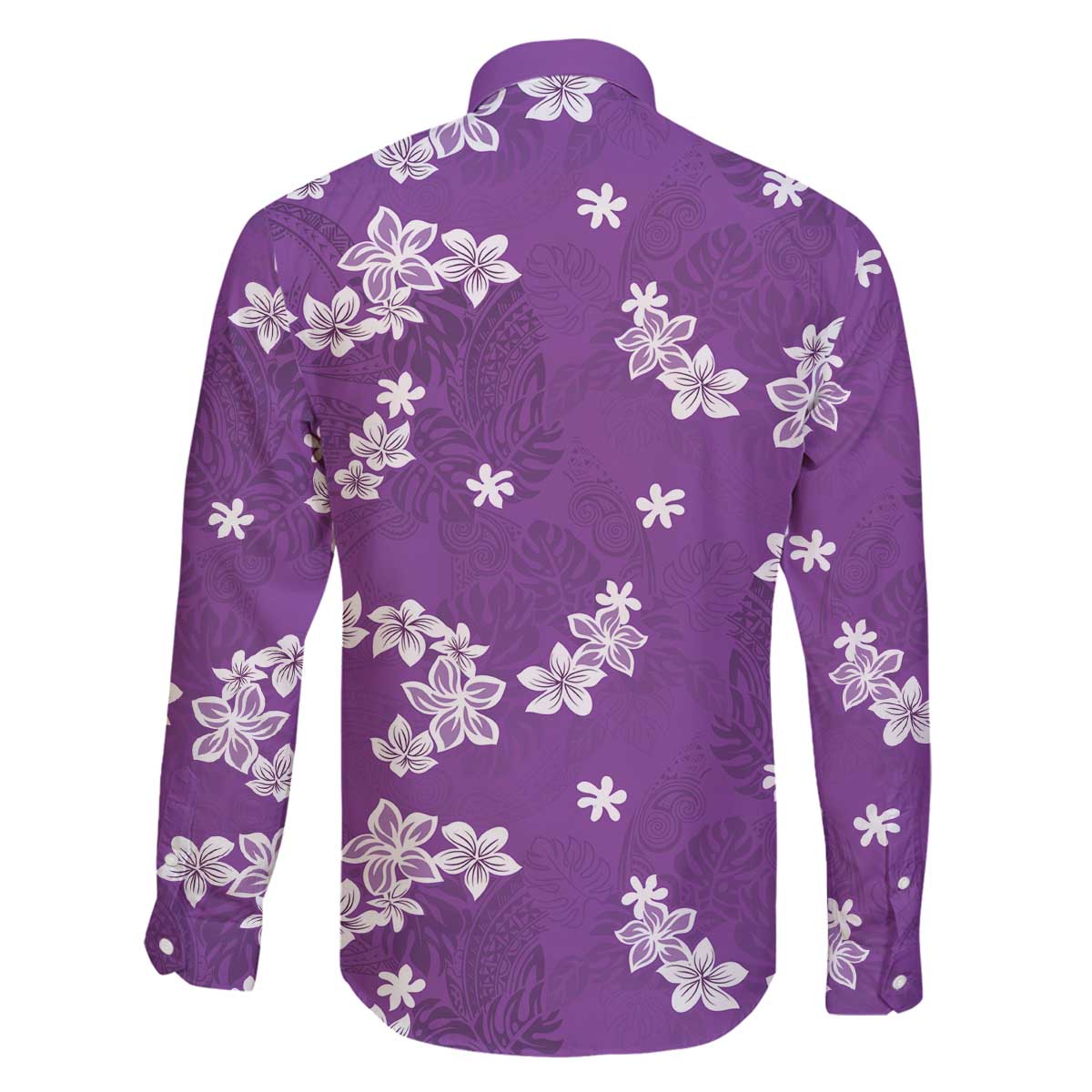 Hawaii Monstera Deliciosa Family Matching Off The Shoulder Long Sleeve Dress and Hawaiian Shirt Purple Plumeria Polynesian Pattern LT05 - Polynesian Pride