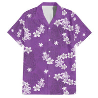 Hawaii Monstera Deliciosa Family Matching Off Shoulder Short Dress and Hawaiian Shirt Purple Plumeria Polynesian Pattern LT05 Dad's Shirt - Short Sleeve Purple - Polynesian Pride