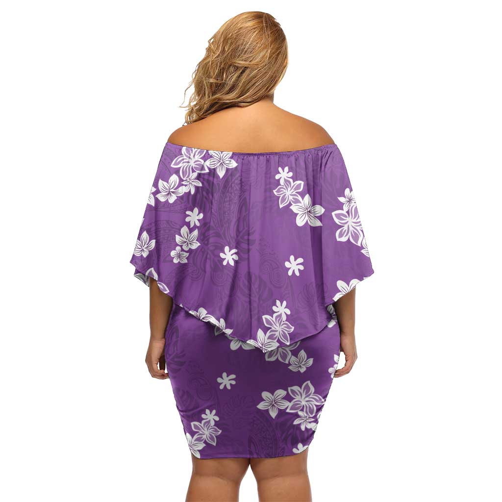 Hawaii Monstera Deliciosa Family Matching Off Shoulder Short Dress and Hawaiian Shirt Purple Plumeria Polynesian Pattern LT05 - Polynesian Pride