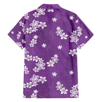 Hawaii Monstera Deliciosa Family Matching Short Sleeve Bodycon Dress and Hawaiian Shirt Purple Plumeria Polynesian Pattern LT05 - Polynesian Pride