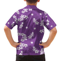 Hawaii Monstera Deliciosa Family Matching Tank Maxi Dress and Hawaiian Shirt Purple Plumeria Polynesian Pattern LT05 - Polynesian Pride