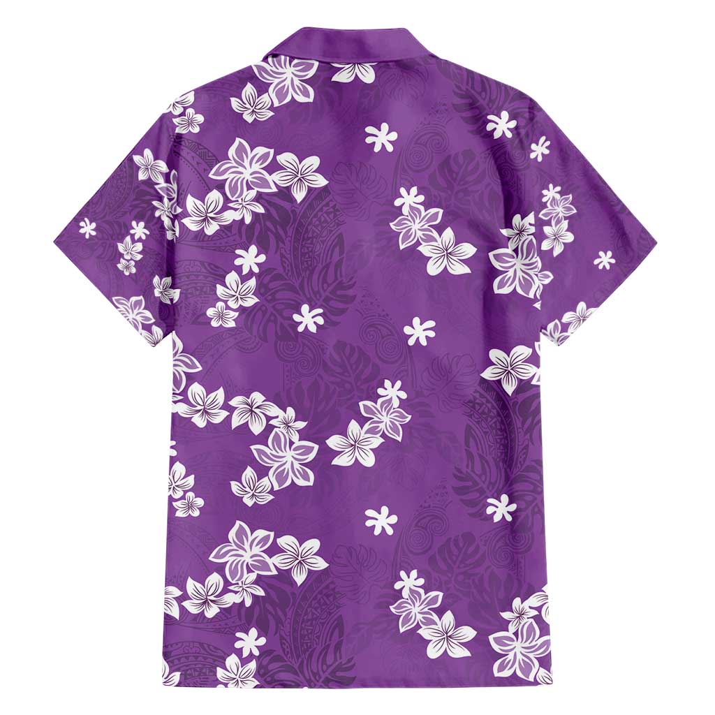 Hawaii Monstera Deliciosa Hawaiian Shirt Purple Plumeria Polynesian Pattern - Polynesian Pride
