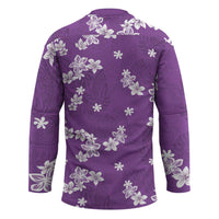 Hawaii Monstera Deliciosa Hockey Jersey Purple Plumeria Polynesian Pattern - Polynesian Pride