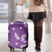 Hawaii Monstera Deliciosa Luggage Cover Purple Plumeria Polynesian Pattern - Polynesian Pride