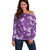 Hawaii Monstera Deliciosa Off Shoulder Sweater Purple Plumeria Polynesian Pattern - Polynesian Pride