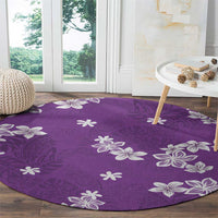 Hawaii Monstera Deliciosa Round Carpet Purple Plumeria Polynesian Pattern LT05 - Polynesian Pride