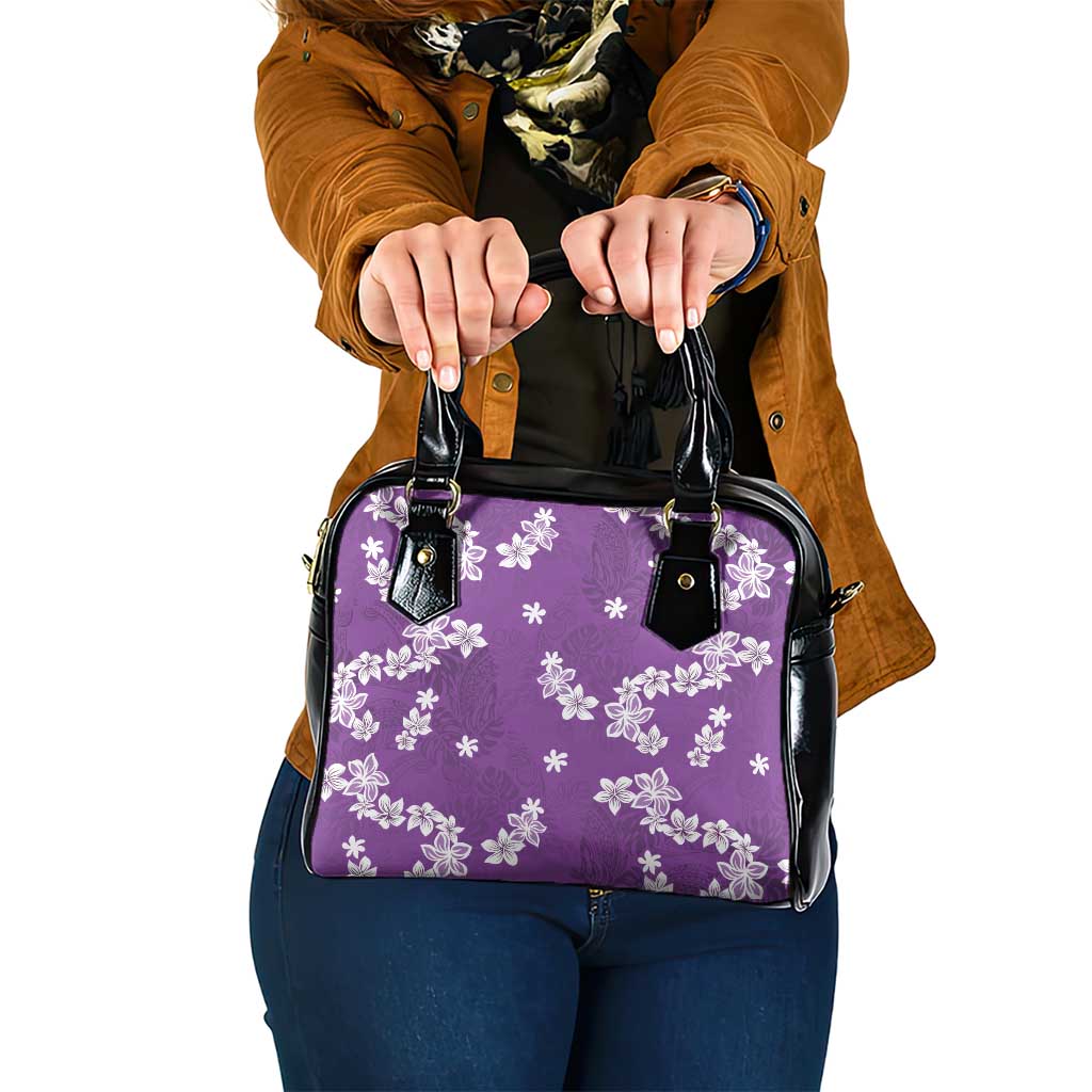 Hawaii Monstera Deliciosa Shoulder Handbag Purple Plumeria Polynesian Pattern LT05 One Size Purple - Polynesian Pride