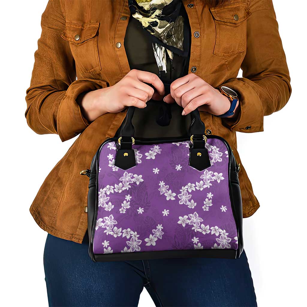 Hawaii Monstera Deliciosa Shoulder Handbag Purple Plumeria Polynesian Pattern LT05 - Polynesian Pride