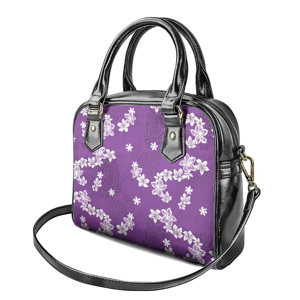 Hawaii Monstera Deliciosa Shoulder Handbag Purple Plumeria Polynesian Pattern LT05 - Polynesian Pride