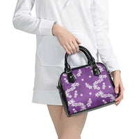 Hawaii Monstera Deliciosa Shoulder Handbag Purple Plumeria Polynesian Pattern LT05 - Polynesian Pride