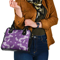 Hawaii Monstera Deliciosa Shoulder Handbag Purple Plumeria Polynesian Pattern LT05 - Polynesian Pride