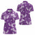 Hawaii Monstera Deliciosa Women Polo Shirt Purple Plumeria Polynesian Pattern - Polynesian Pride