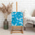Hawaii Monstera Deliciosa Canvas Wall Art Blue Plumeria Polynesian Pattern - Polynesian Pride