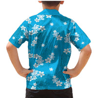 Hawaii Monstera Deliciosa Family Matching Mermaid Dress and Hawaiian Shirt Blue Plumeria Polynesian Pattern LT05 - Polynesian Pride