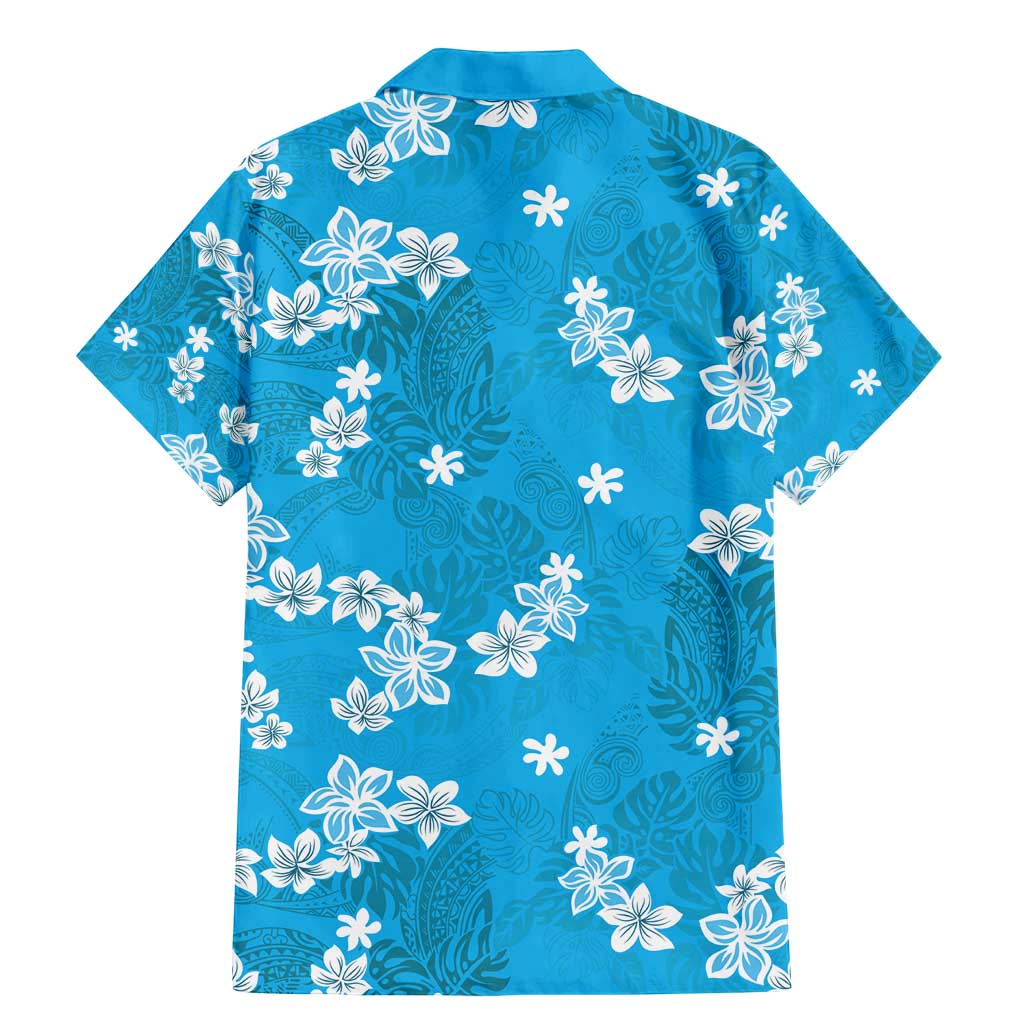 Hawaii Monstera Deliciosa Family Matching Mermaid Dress and Hawaiian Shirt Blue Plumeria Polynesian Pattern LT05 - Polynesian Pride