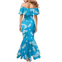 Hawaii Monstera Deliciosa Family Matching Mermaid Dress and Hawaiian Shirt Blue Plumeria Polynesian Pattern LT05 - Polynesian Pride
