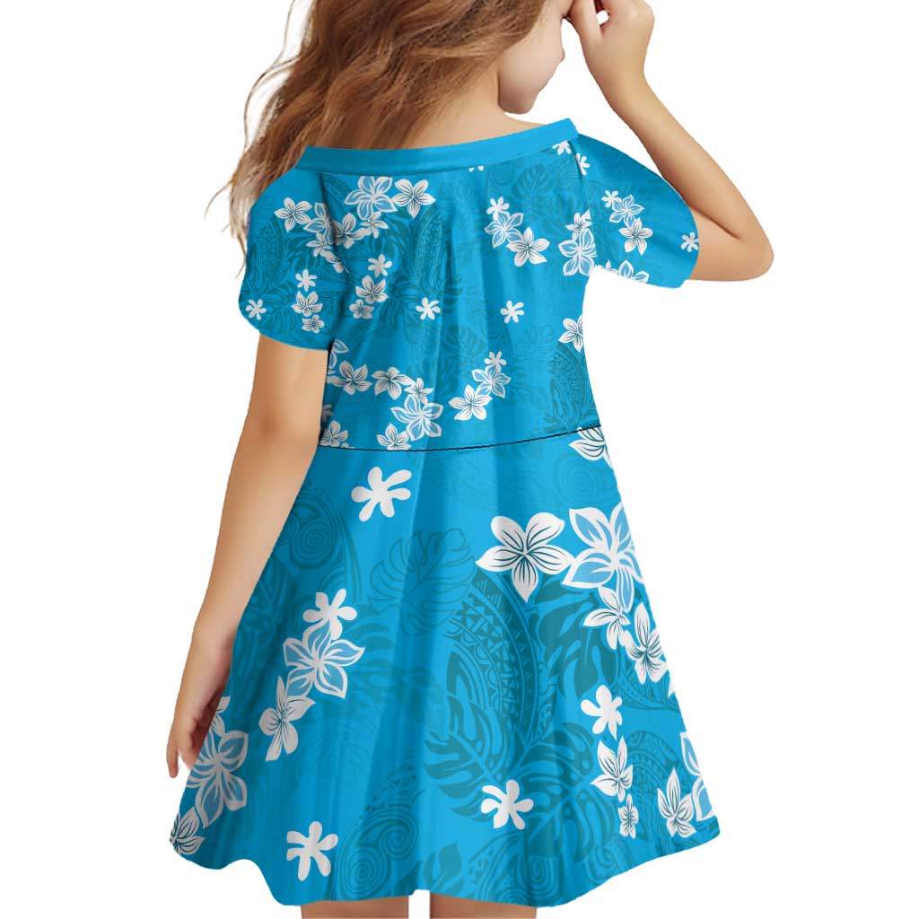 Hawaii Monstera Deliciosa Family Matching Off Shoulder Short Dress and Hawaiian Shirt Blue Plumeria Polynesian Pattern LT05 - Polynesian Pride