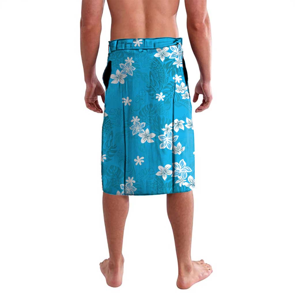 Hawaii Monstera Deliciosa Lavalava Blue Plumeria Polynesian Pattern - Polynesian Pride
