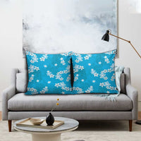 Hawaii Monstera Deliciosa Pillow Cover Blue Plumeria Polynesian Pattern - Polynesian Pride