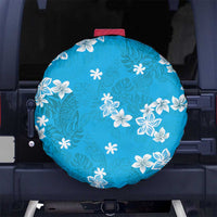 Hawaii Monstera Deliciosa Spare Tire Cover Blue Plumeria Polynesian Pattern LT05 No hole Blue - Polynesian Pride