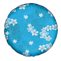 Hawaii Monstera Deliciosa Spare Tire Cover Blue Plumeria Polynesian Pattern LT05 - Polynesian Pride