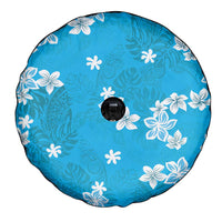 Hawaii Monstera Deliciosa Spare Tire Cover Blue Plumeria Polynesian Pattern LT05 - Polynesian Pride