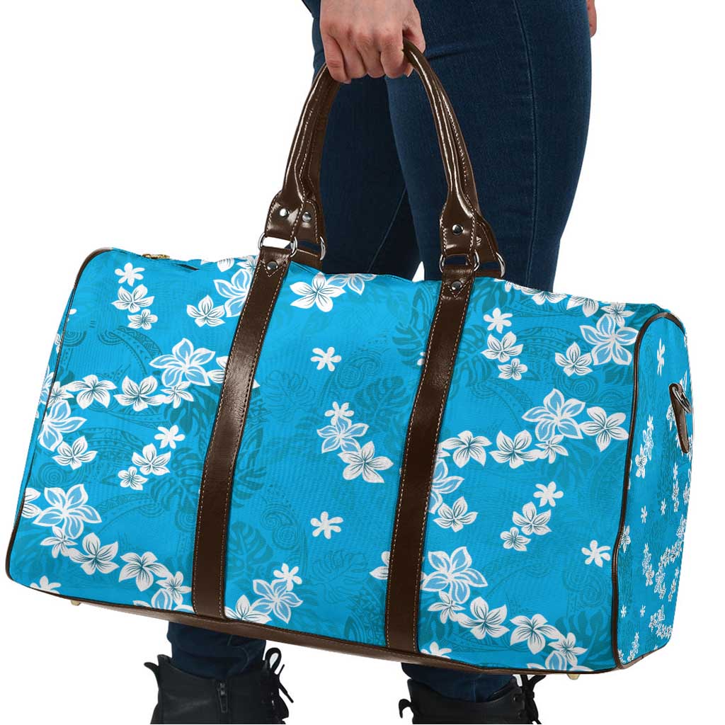 Hawaii Monstera Deliciosa Travel Bag Blue Plumeria Polynesian Pattern LT05 - Polynesian Pride