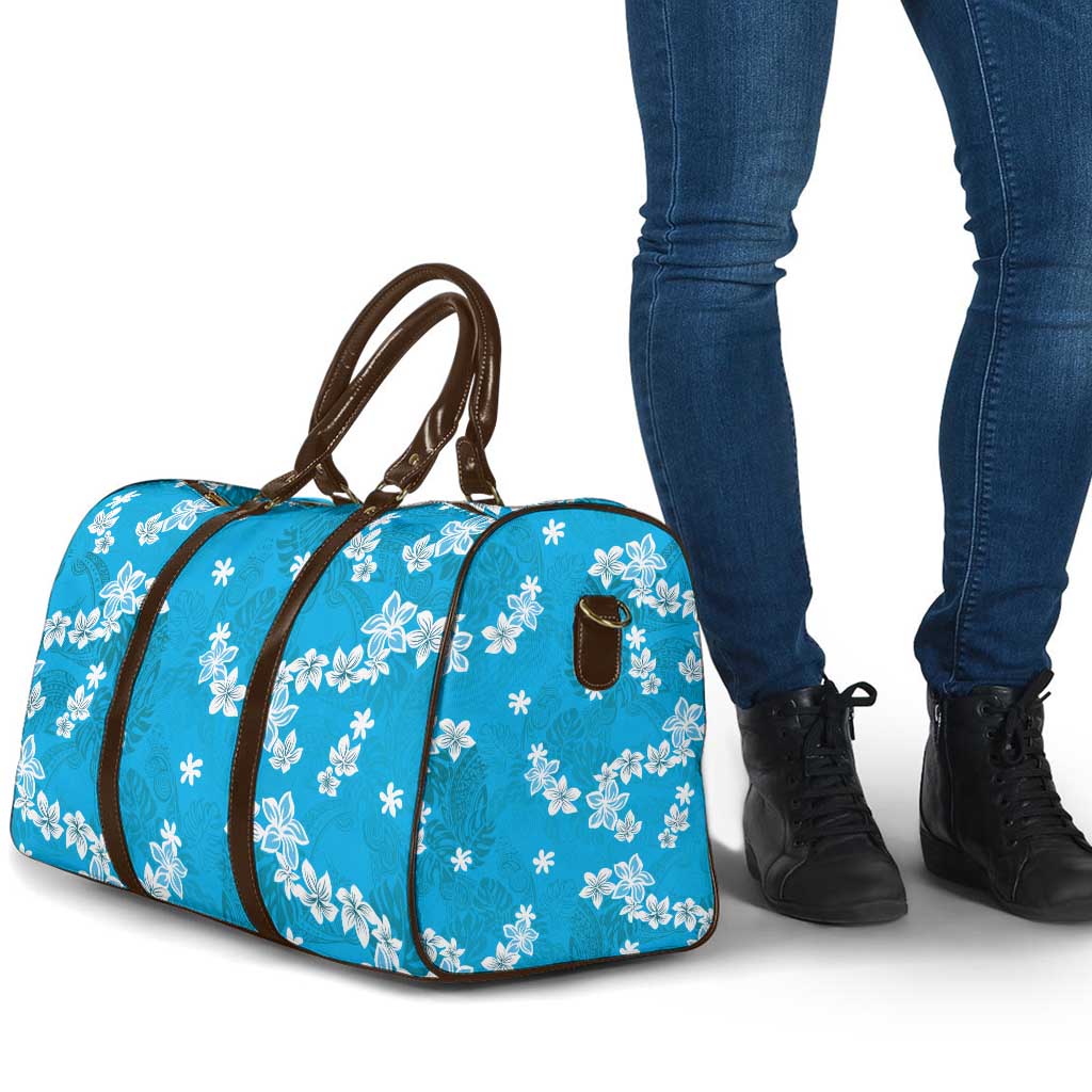 Hawaii Monstera Deliciosa Travel Bag Blue Plumeria Polynesian Pattern LT05 - Polynesian Pride