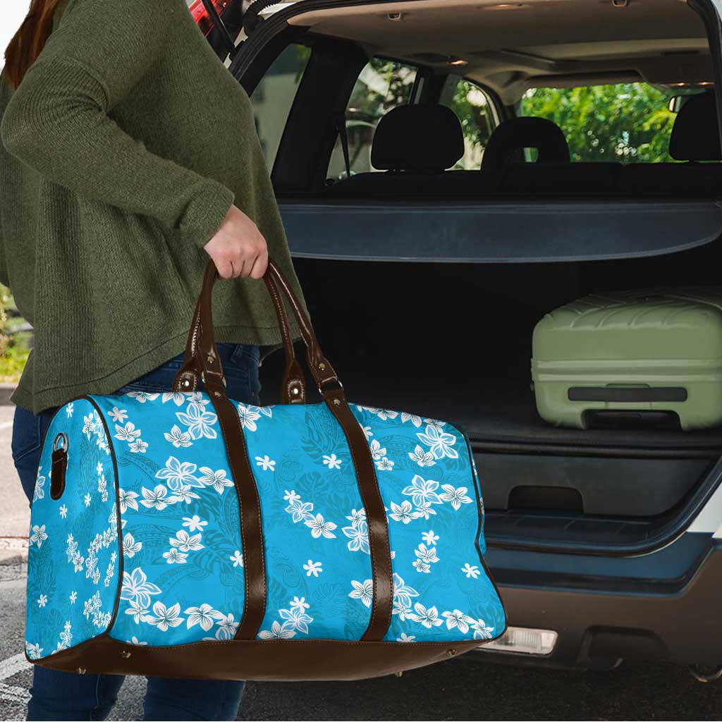 Hawaii Monstera Deliciosa Travel Bag Blue Plumeria Polynesian Pattern LT05 - Polynesian Pride