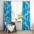 Hawaii Monstera Deliciosa Window Curtain Blue Plumeria Polynesian Pattern - Polynesian Pride