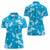 Hawaii Monstera Deliciosa Women Polo Shirt Blue Plumeria Polynesian Pattern - Polynesian Pride