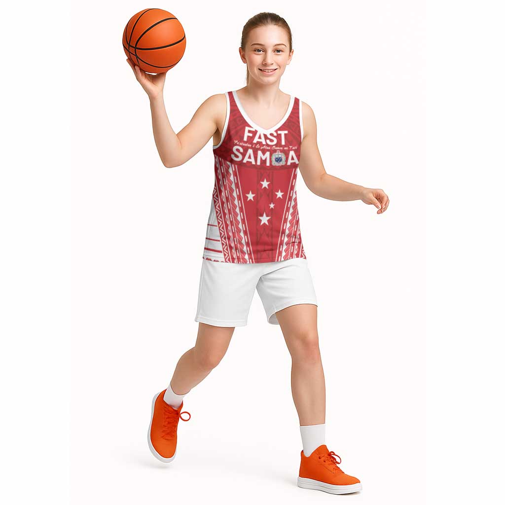Samoa FAST Basketball Jersey Forever Proud Samoan Tribal Pattern - Polynesian Pride
