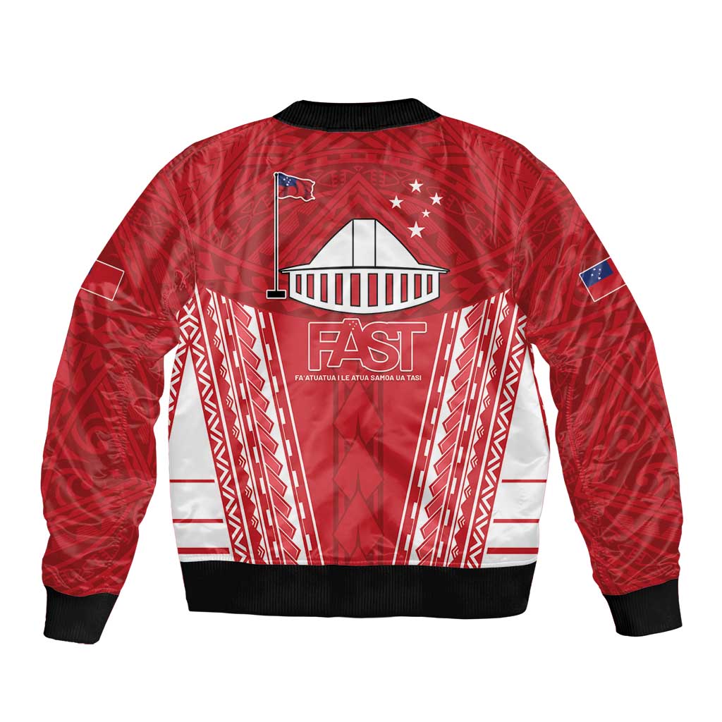 Samoa FAST Bomber Jacket Forever Proud Samoan Tribal Pattern - Polynesian Pride