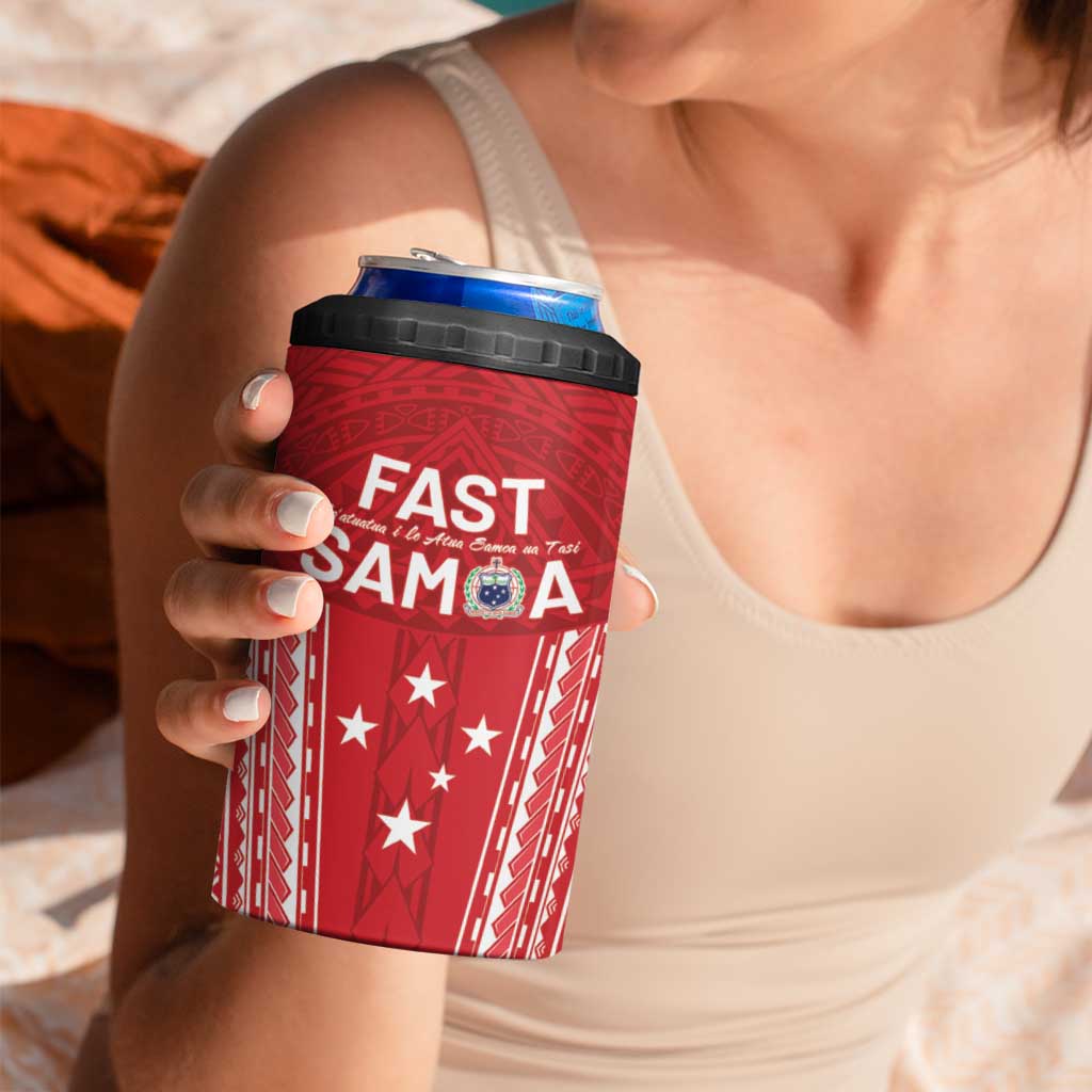 Samoa FAST 4 in 1 Can Cooler Tumbler Forever Proud Samoan Tribal Pattern - Polynesian Pride