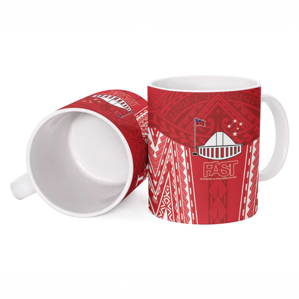Samoa FAST Ceramic Mug Forever Proud Samoan Tribal Pattern - Polynesian Pride
