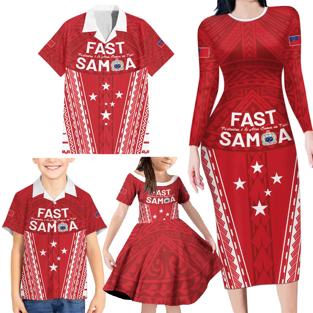 Samoa FAST Family Matching Long Sleeve Bodycon Dress and Hawaiian Shirt Forever Proud Samoan Tribal Pattern LT05 - Polynesian Pride