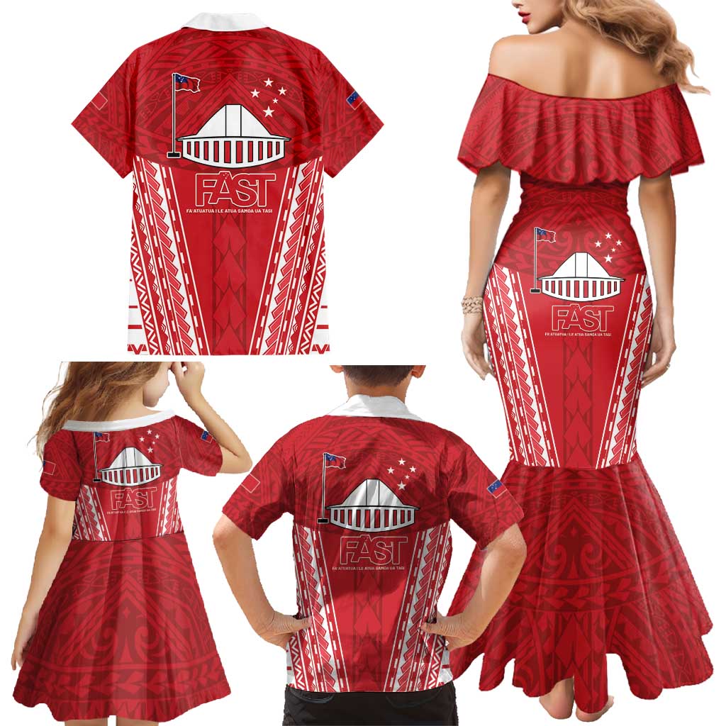 Samoa FAST Family Matching Mermaid Dress and Hawaiian Shirt Forever Proud Samoan Tribal Pattern LT05 - Polynesian Pride