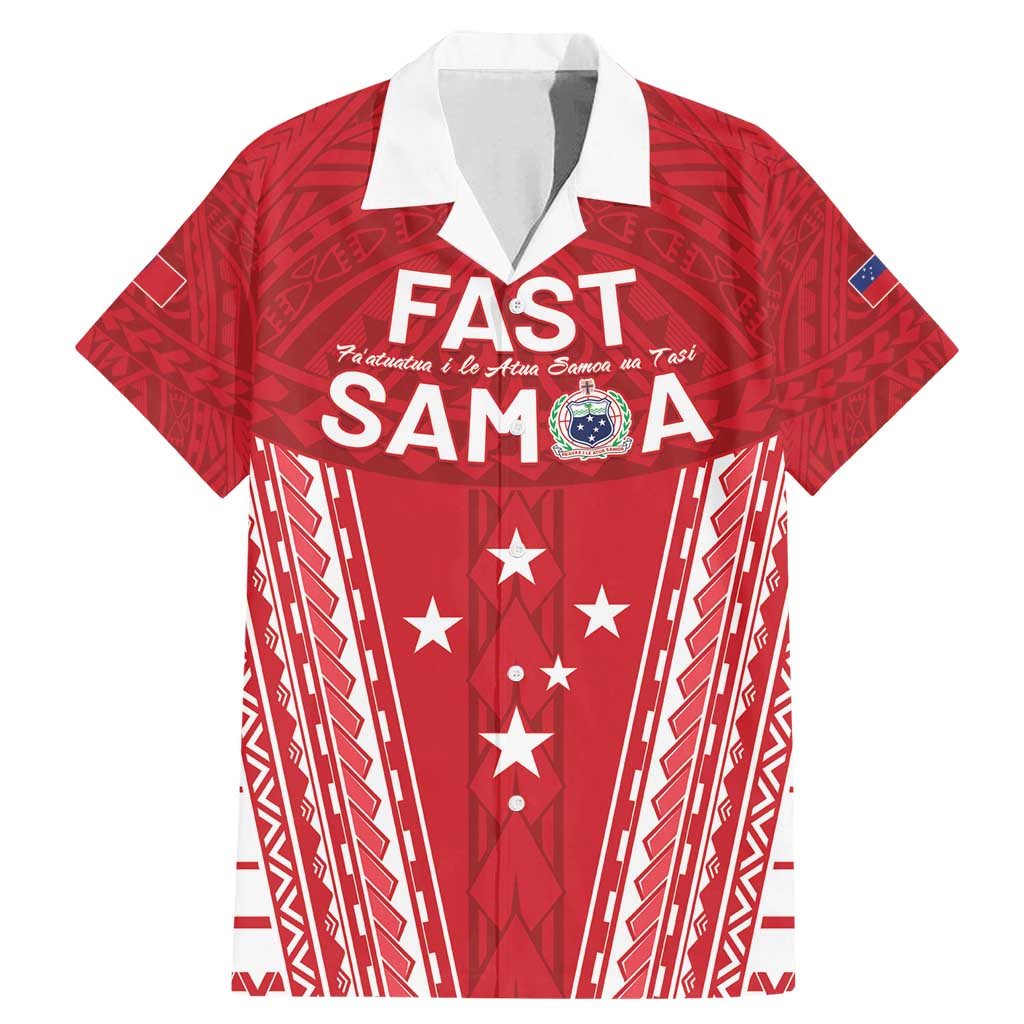 Samoa FAST Family Matching Mermaid Dress and Hawaiian Shirt Forever Proud Samoan Tribal Pattern LT05 Dad's Shirt - Short Sleeve Red - Polynesian Pride