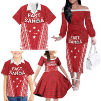 Samoa FAST Family Matching Off The Shoulder Long Sleeve Dress and Hawaiian Shirt Forever Proud Samoan Tribal Pattern LT05 - Polynesian Pride