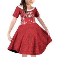 Samoa FAST Family Matching Off Shoulder Short Dress and Hawaiian Shirt Forever Proud Samoan Tribal Pattern LT05 Daughter's Dress Red - Polynesian Pride