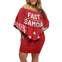 Samoa FAST Family Matching Off Shoulder Short Dress and Hawaiian Shirt Forever Proud Samoan Tribal Pattern LT05 Mom's Dress Red - Polynesian Pride
